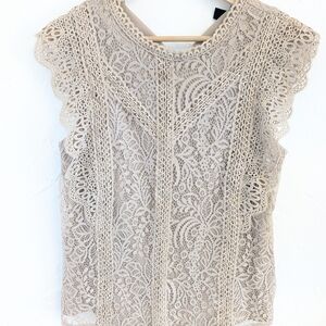 Cable & Gauge Lace Blouse - Beige